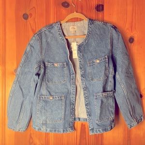 J.Crew NWT Women's M Simone Relaxed Denim Jacket Chore Coat Patch Pockets B6